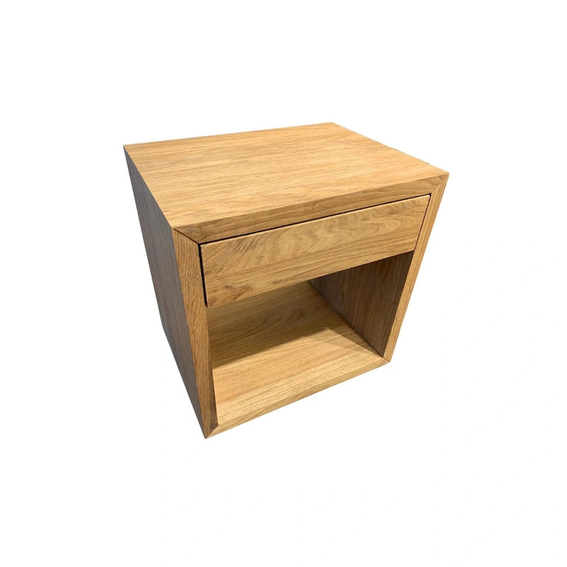 Set of 2 - Handmade Solid Oak Floating Nightstands with Drawer, Side Tables
