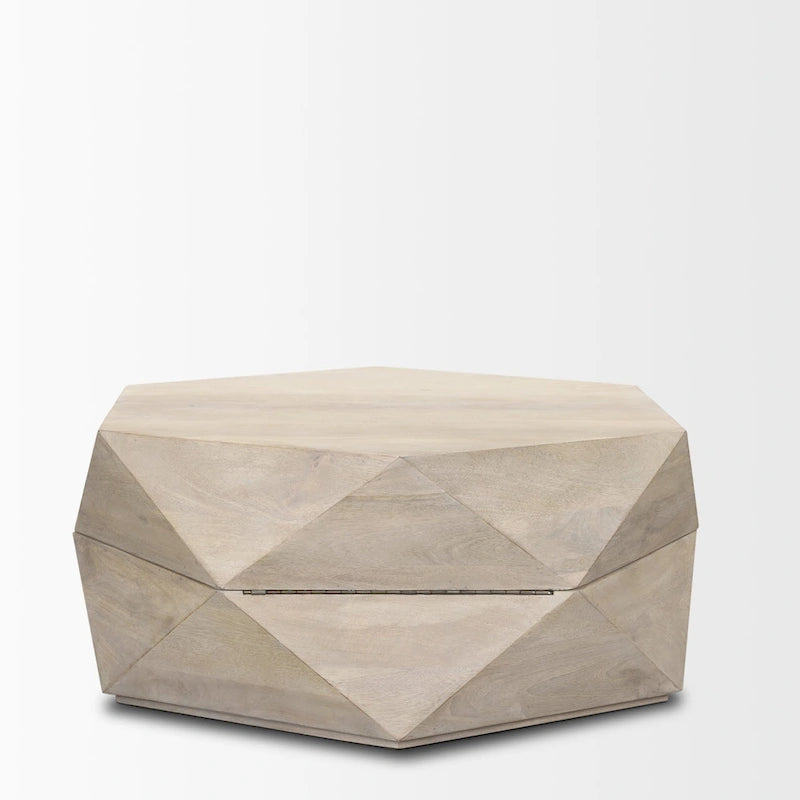 Arreto Black Solid Wood Hexagonal Coffee Table With Storage