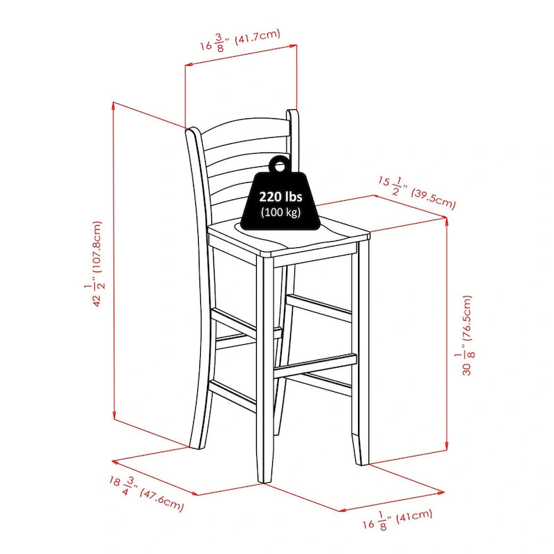 5-Pc High Table with Ladder-back Bar Stools, Walnut