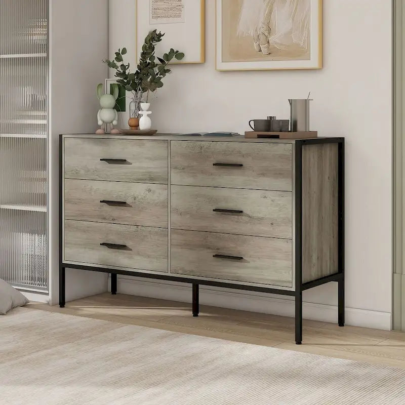 48.58 Modern Rustic Grey Wood Dresser Chest With Drawers