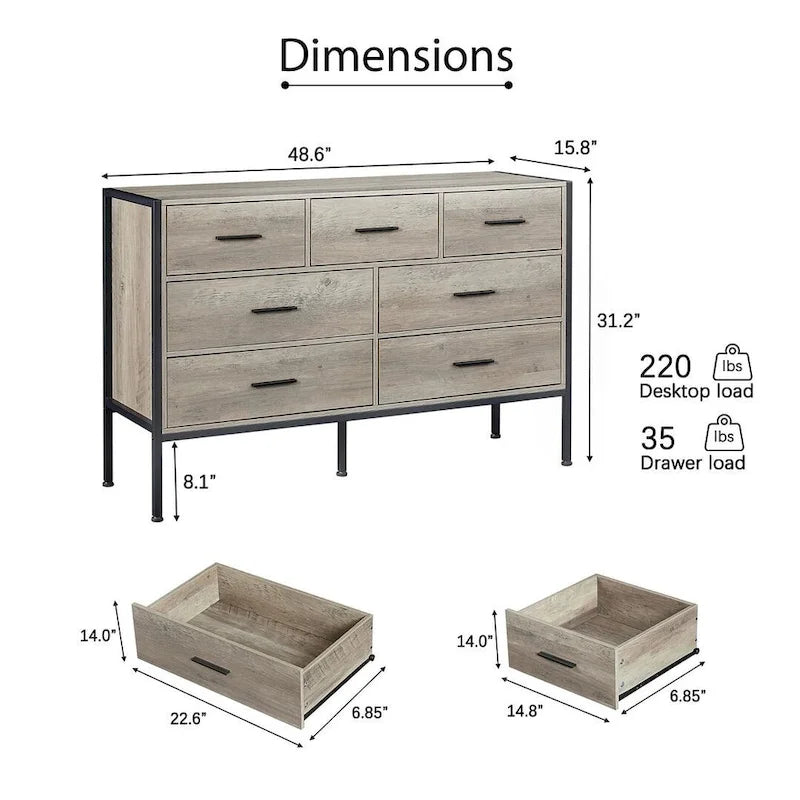 48.58 Modern Rustic Grey Wood Dresser Chest With Drawers