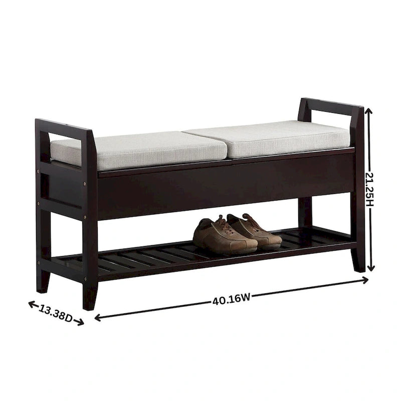 Espresso Storage Shoe Bench