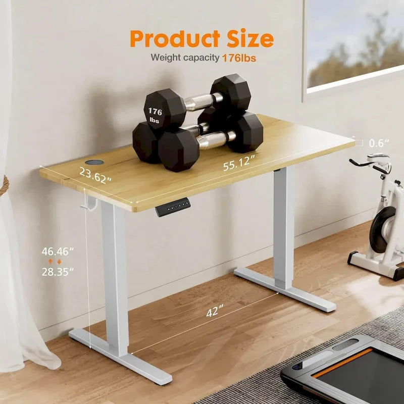 Electric Height Adjustable Standing Desk,Sit to Stand Ergonomic Computer Desk, 55 x 24