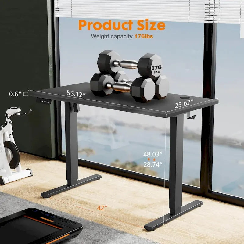 Electric Height Adjustable Standing Desk,Sit to Stand Ergonomic Computer Desk, 55 x 24