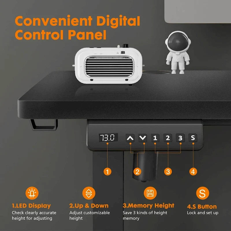 Electric Height Adjustable Standing Desk,Sit to Stand Ergonomic Computer Desk, 55 x 24