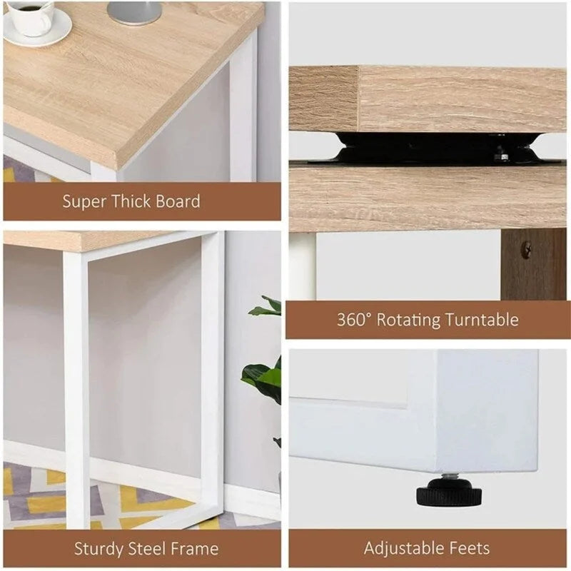 L Shaped Table with Storage Shelves