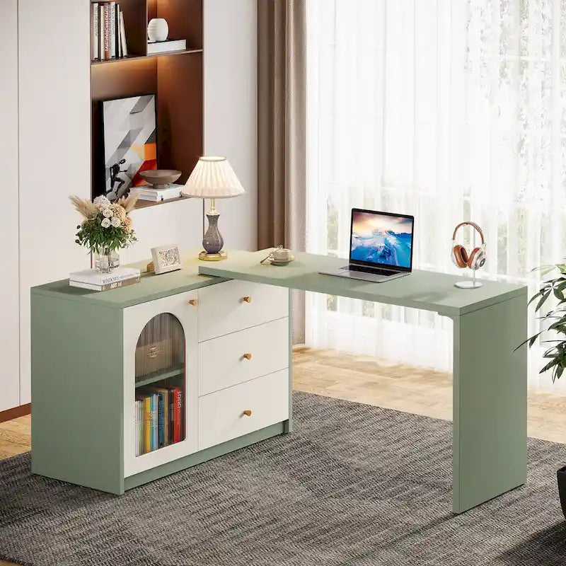 47 Inches Reversible L Shaped Computer Desk for Home Office