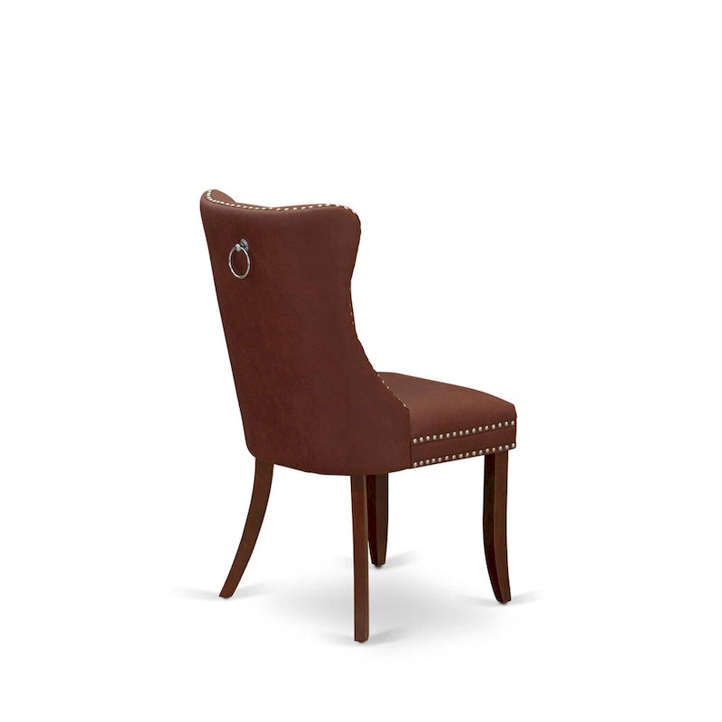 East West Furniture Dinette Set Includes a Round Dining Table and Upholstered Chairs, Mahogany (Pieces Options)