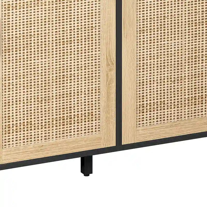 Functional 4 Door Rattan Decorative Storage Cabinet