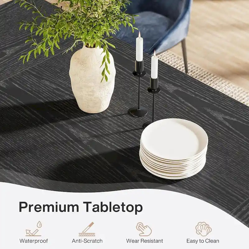 70.87-Inch Wood Dining Table, Large Dining Room Table for 6-8 People, Kitchen Dinner Table