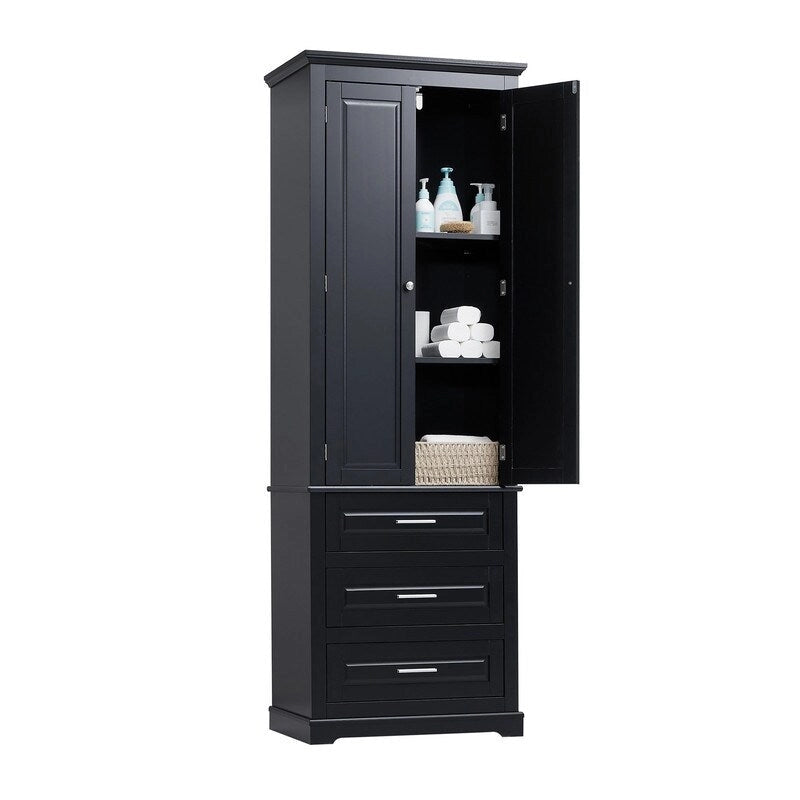 Tall Storage Cabinet with Three Drawers for Bathroom/Office