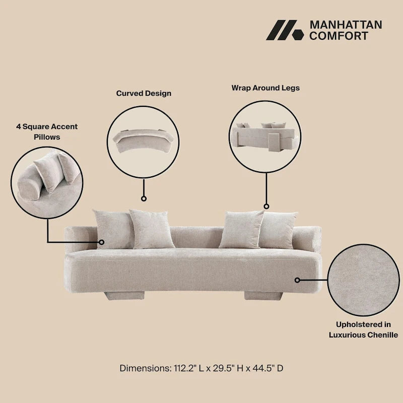 Manhattan Comfort 3 Piece Modern Verandah Chenille Multi Sofa Set