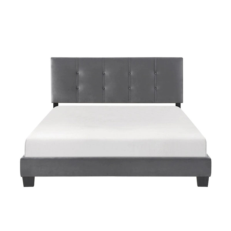 Velvet Queen Platform Bed with Adjustable Tufted Headboard